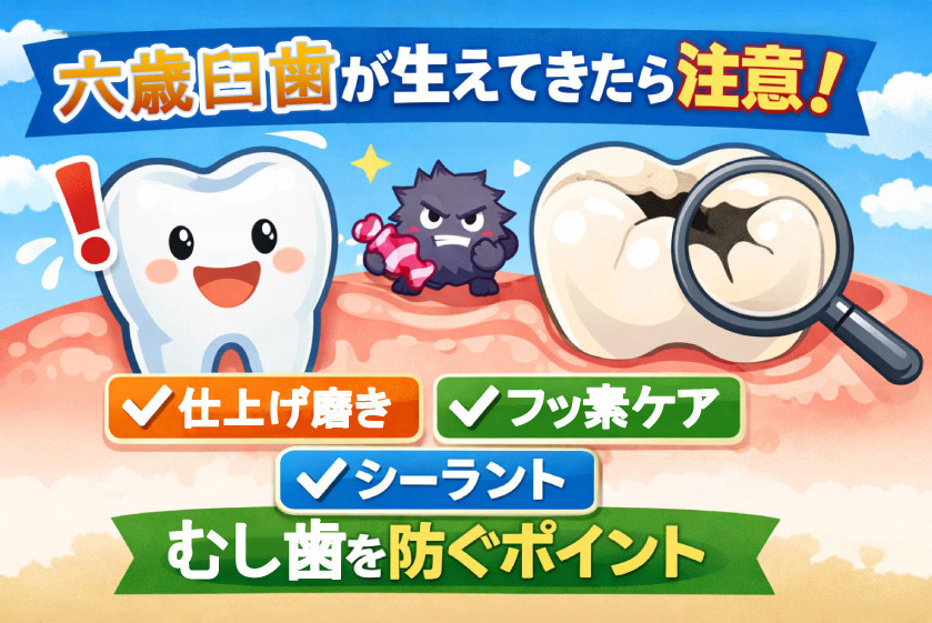 六歳臼歯 むし歯予防 ポイント 仕上げ磨き フッ素 シーラント